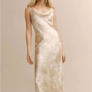 Reformation Annabelle Silk Dress in Champagne
